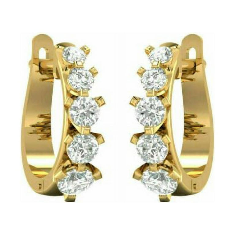 1ct Diamond Bent Nail 14K Gold newest Hoop Earrings Womens Twisted Style 1 ct Jewelry