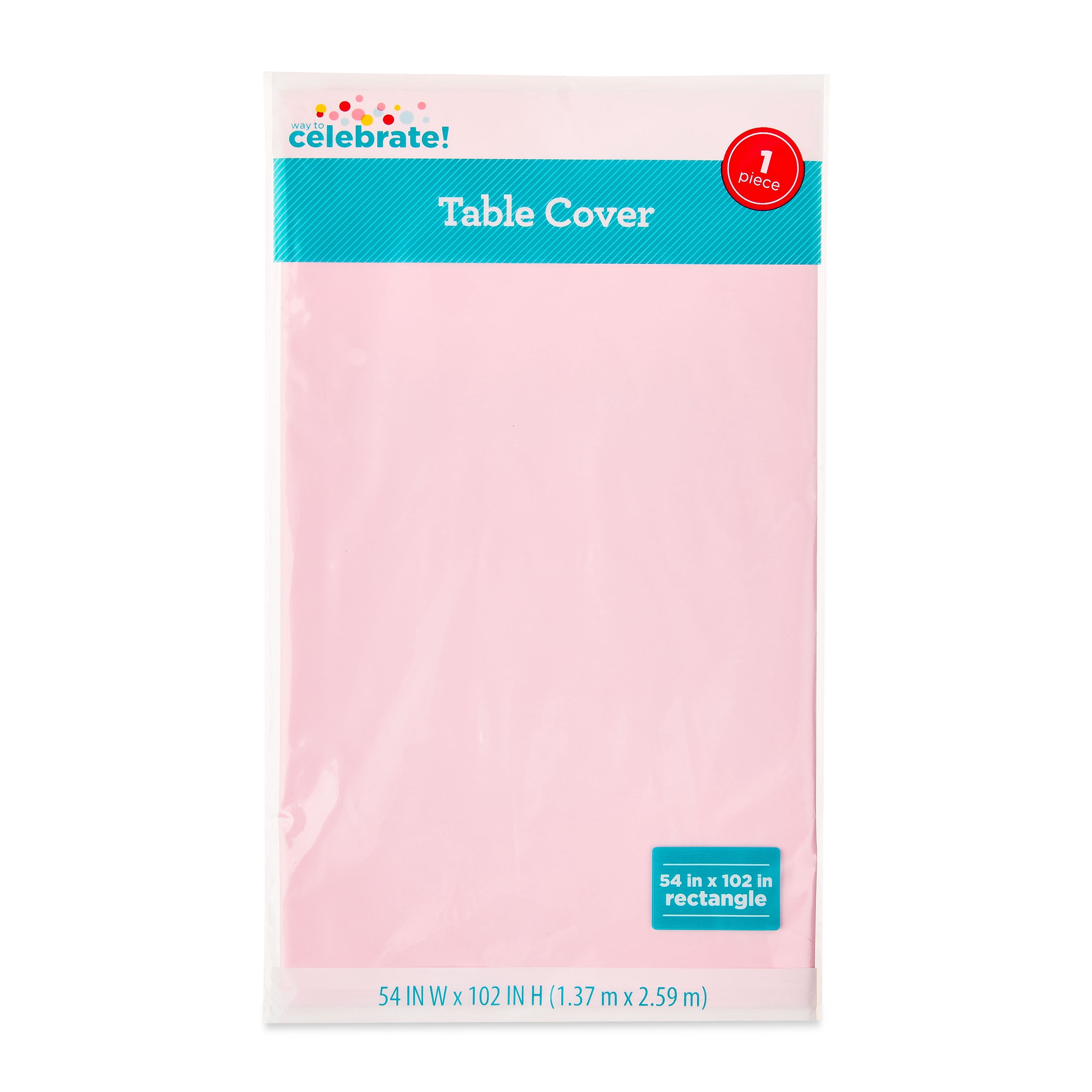 Way To Celebrate Rectangular Plastic Table Cover, Pink, 54 in x 84 in