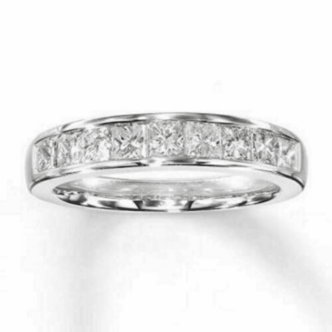 1CT Princess Cut Moissanite (VVS1,D) 14K White Gold Band Ring Fine Jewelry for Women