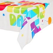 Rectangular 54" x 84" Multicolor Happy Birthday Day Plastic Table Cover, by Way To Celebrate