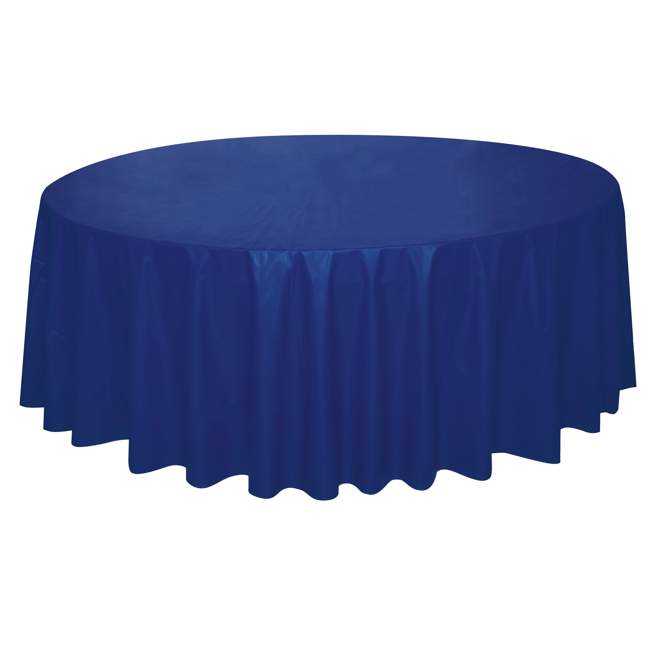 1 Count 84IN Navy Round Plastic Table Cover by Way To Celebrate