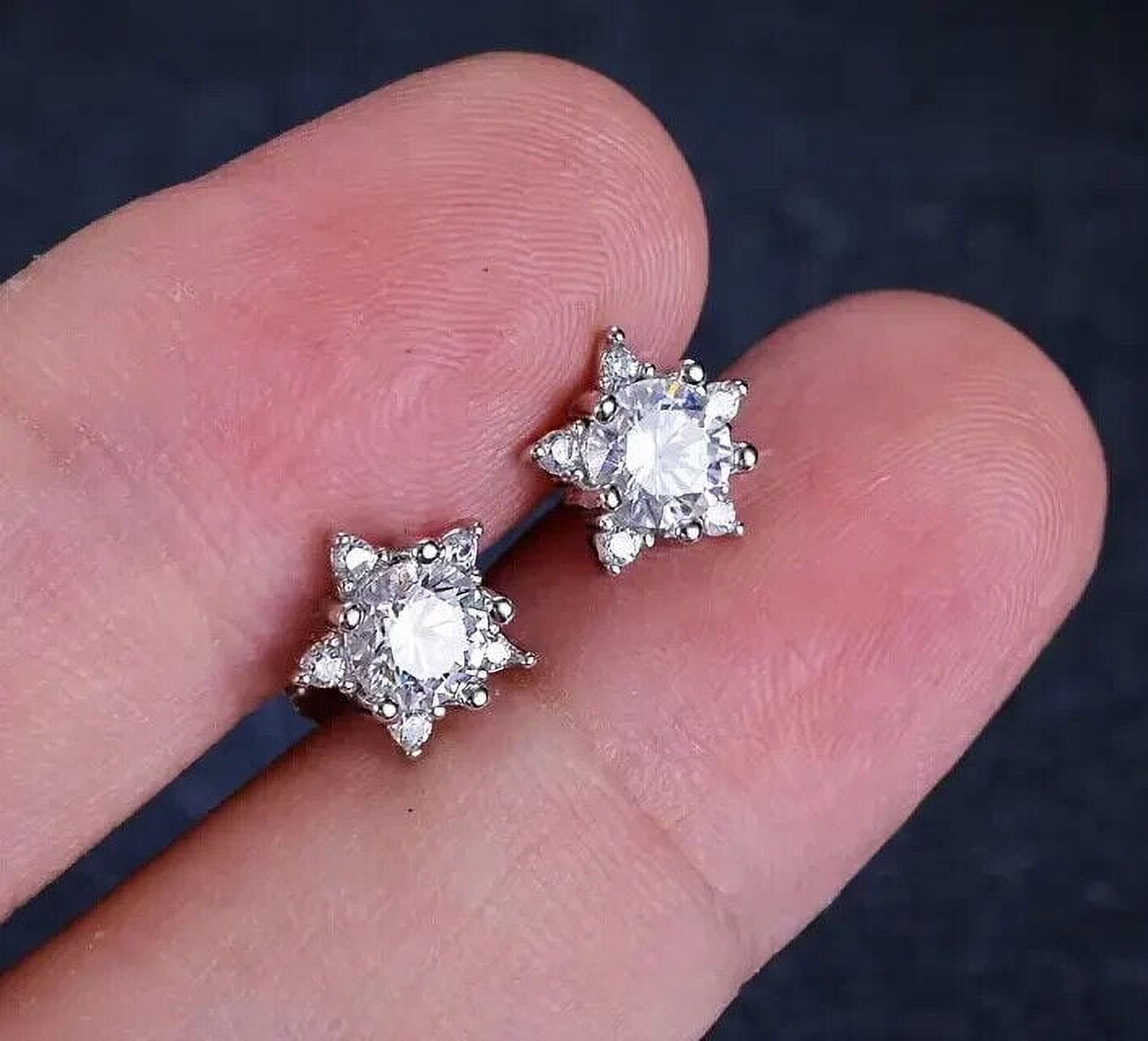 SUNNAH STYLES JEWELRY 1CT Round Cut Lab-Created Diamond Star Stud Earrings 14K White Gold Plated