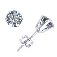 thumbnail image 1 of 1CT Round Diamond Solitaire Stud Earrings 14k White Gold 6Prong ScrewBack K I2, 1 of 1