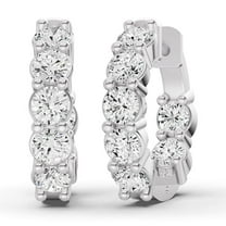 1CTW Lab Grown Diamond In and Out Huggie Hoop Earrings in 14K White Gold