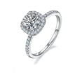 thumbnail image 1 of 1Carat Cushion Cut Moissanite Engagement Ring Anniversary Diamond Wedding Ring In 18K White Gold Plating over Silver(D Color, VVS1 Clarity), 1 of 5