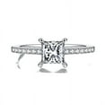 thumbnail image 1 of 1Carat Princess Cut Moissanite Engagement Ring - Handmade - Diamond Halo Ring - Promise Ring - 18k White Gold Over Silver, 1 of 5