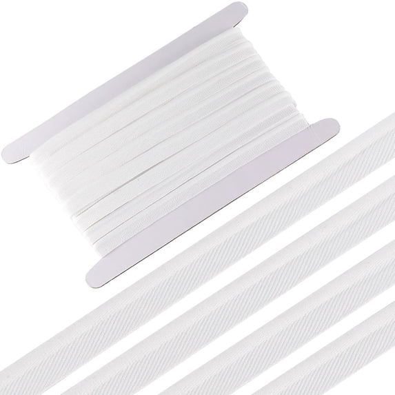 1Card 10 Yards Polyester Ribbons for Garment Accessories White 3/8 inch(11mm)