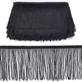 thumbnail image 1 of 1Card 10M of 4 Inch Fringe Trim Lace Tassel Black Polyerter Fibre Tassel for Latin Dance Dress DIY Clothing Embellishment Lamp Shade and Pillow Decorations (11 Yards), 1 of 7