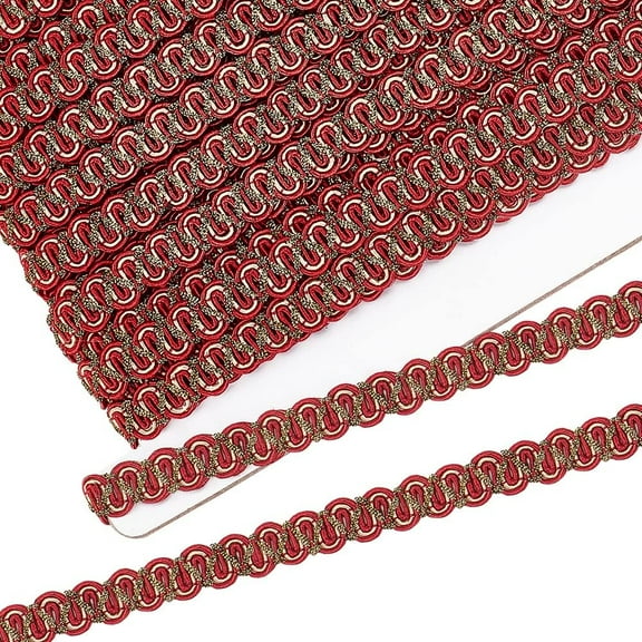 1Card 16.4 Yard Gimp Braid Trim 0.4Inch Red Trim Polyester Woven Fabric Trim Lace Trim Upholstery Trim for Process Sewing and DIY Crafts Upholstery Curtain Slipcover Decoration