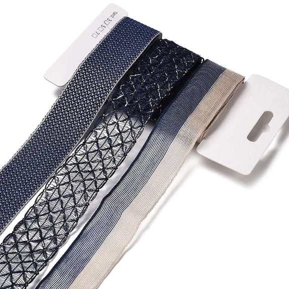 1Card 9 Yards 3 Styles Polyester Ribbon for DIY Handmade Craft Hair Bowknots and Gift Decoration Dark Blue Color Palette Midnight Blue 1~1-1/8 inch(25~28mm) about 3 yards/style