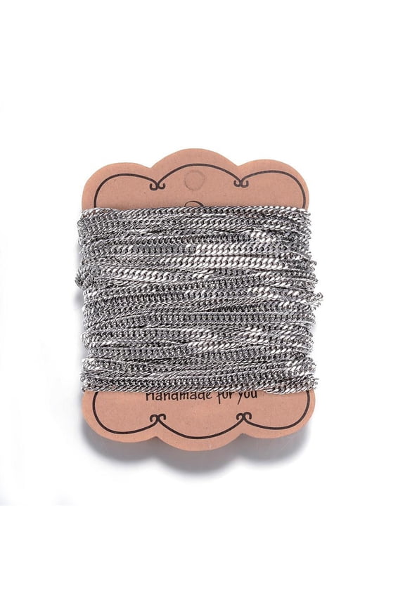 1Card Tarnish Resistant 304 Stainless Steel Cuban Link Chains Chunky Curb Chains Soldered for Jewelry Making Stainless Steel Color 5.3x4x0.8mm about 32.8 Feet(10m)/card