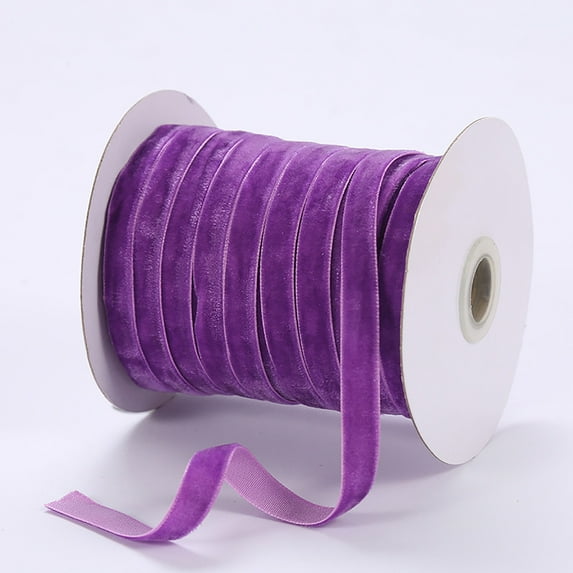 1Cm Wide Velvet Flocked Ribbon with Wire Edge - 50 Yards Spool for Diy Crafts, Gift Wrapping, Christmas Decorations, Wreaths, and Holiday Projects