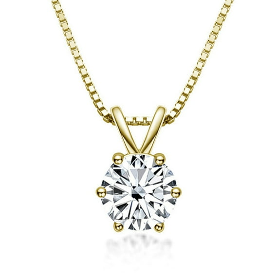 1Ct D Color Moissanite Gold Pendant Necklaces for Women Trendy S925 Sterling Silver Clavicle Chain