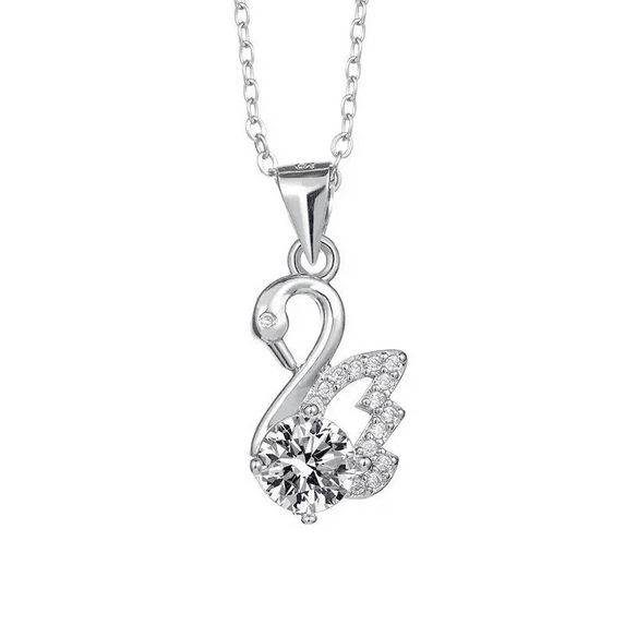 1Ct D Color Moissanite Pendant Necklace Swan Clavicle Chain S925 Sterling Silver Women's Jewelry