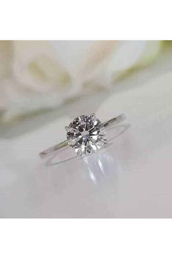 1Ct IGI Solitaire Round Cut Certified Lab Grown Diamond/CVD Ring 14K White Gold Size -7