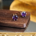 thumbnail image 1 of 1Ct Lab Created Amethyst Round Cut Beauty Stud Earrings 14K White Gold Plated, 1 of 4