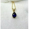 thumbnail image 1 of 1Ct Lab Created Blue Sapphire Pear Cut Solitaire Pendant 14k Yellow Gold Plated 18" Chain, 1 of 3