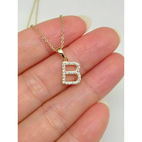 1Ct Lab-Created Diamond Initial Letter Pendant 14K Yellow Gold Plated