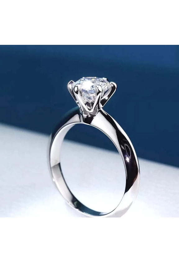 1Ct Lab Created Diamond Round Cut Fancy Solitaire Ring 14K White Gold Plated