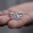 thumbnail image 1 of 1Ct Lab Created Diamond Round Cut Solitaire Engagement Ring 14K White Gold Plated, 1 of 4