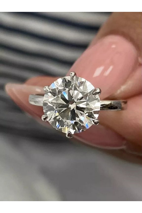 1Ct Lab Created Diamond Round Cut Solitaire Leady Beauty Ring 14K White Gold Plated