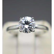 1Ct Lab Created Diamond Round Cut Solitaire Leady Beauty Ring 14K White Gold Plated