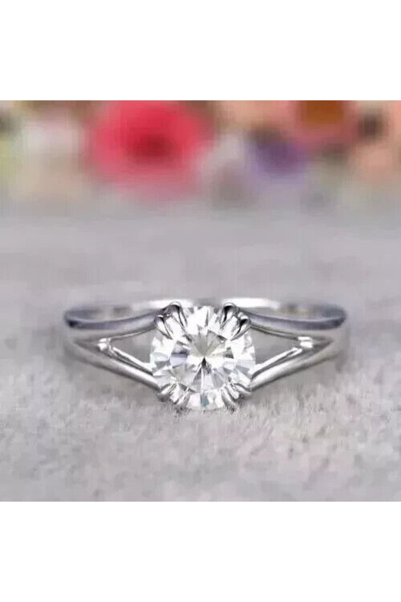 1Ct Lab Created Diamond Round Cut Solitaire Leady Beauty Ring 14k White Gold Plated