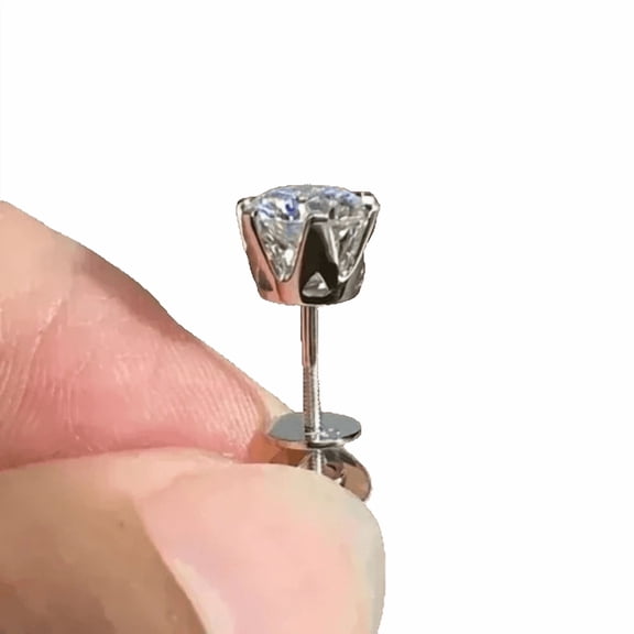 HETEXPORT Stud D Lab Created Diamond Single Stud Earring 1 ct. t.w. 925 Sterling, Silver-Plated