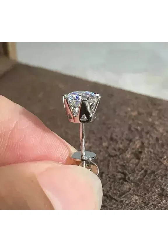 1Ct Lab Created Diamond Stud Men Single Stud Earring 14K White Gold Finish