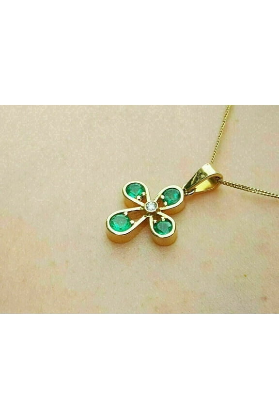1Ct Lab Created Emerald Round Cut Leady Teardrop Pretty & Fancy Gift Pendant In 14K Yellow Gold Plated With 18" Free Chain