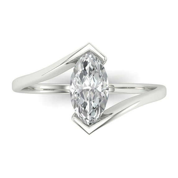 Solitaire Engagement Ring for Women - 1ct Moissanite in 14K White Gold Promise Ring