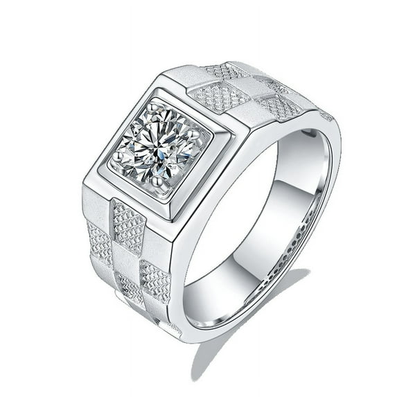 1Ct Moissanite Rings for Men Round Cut Rings Engagement The Best Gifts(D Color, VVS1 Clarity)