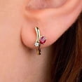 thumbnail image 1 of 1Ct Oval Cut Simulated Red Ruby 925 Silver Women's Hoop Earring 14K Yellow Gold Plated, 1 of 3
