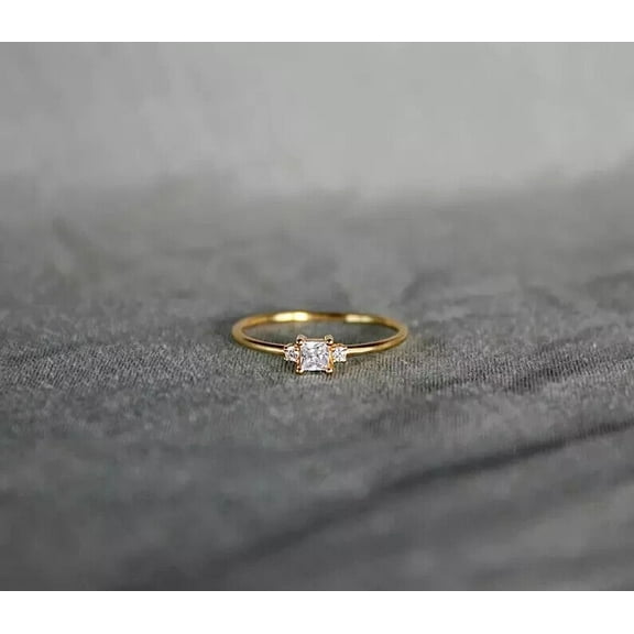 1Ct Princess Lab-Created Diamond Women's Engagement Ring 14K Yellow Gold Plated