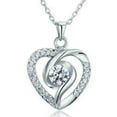 thumbnail image 1 of 1Ct Round Cut Diamond Heart Shape Pendant Necklace 14K White Gold Finish Chain, 1 of 3