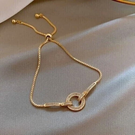 1Ct Round Cut Diamond Lab Created Bolo Bracelet In 14K Yellow Gold Plated Silver