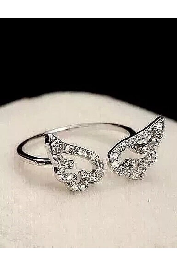 1Ct Round Cut Diamond Women's Angle Wing Engagement Ring In 14K White Gold Plated