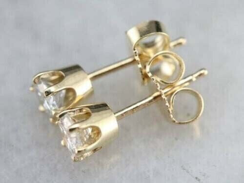 NEW LATEST ENTERPRISES 1Ct Round Cut G-VS1 Lab Grown Push Back Stud Earrings Solid 14k Yellow Gold