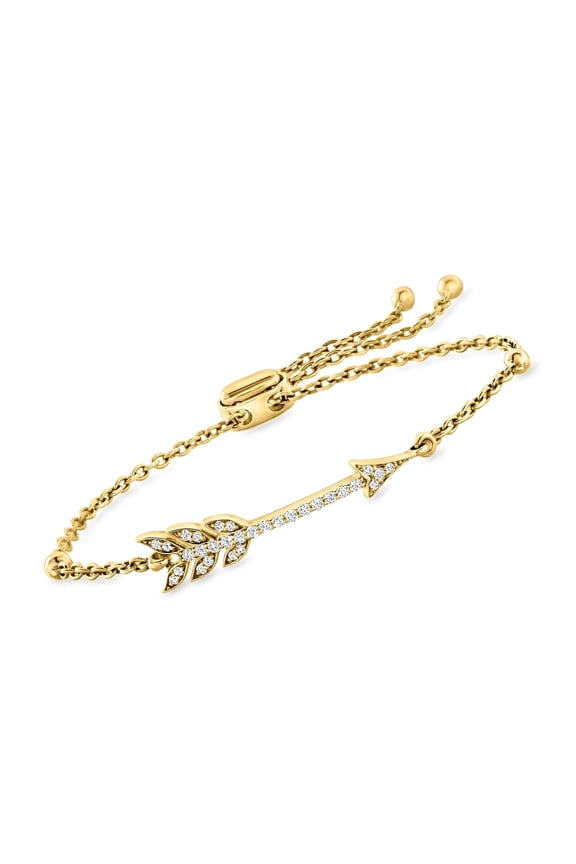 1Ct Round Cut Lab Created Diamond Arrow Bolo Bracelet in 14k Yellow Gold Plated