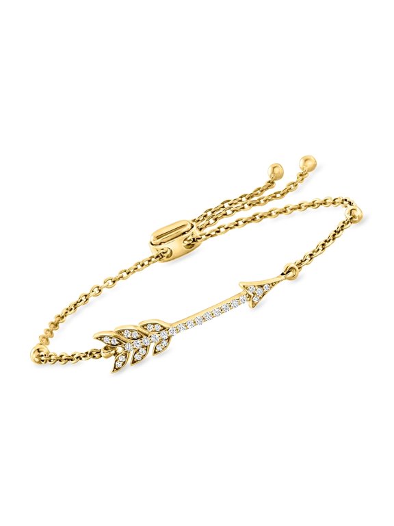1Ct Round Cut Lab Created Diamond Arrow Bolo Bracelet in 14k Yellow Gold Plated