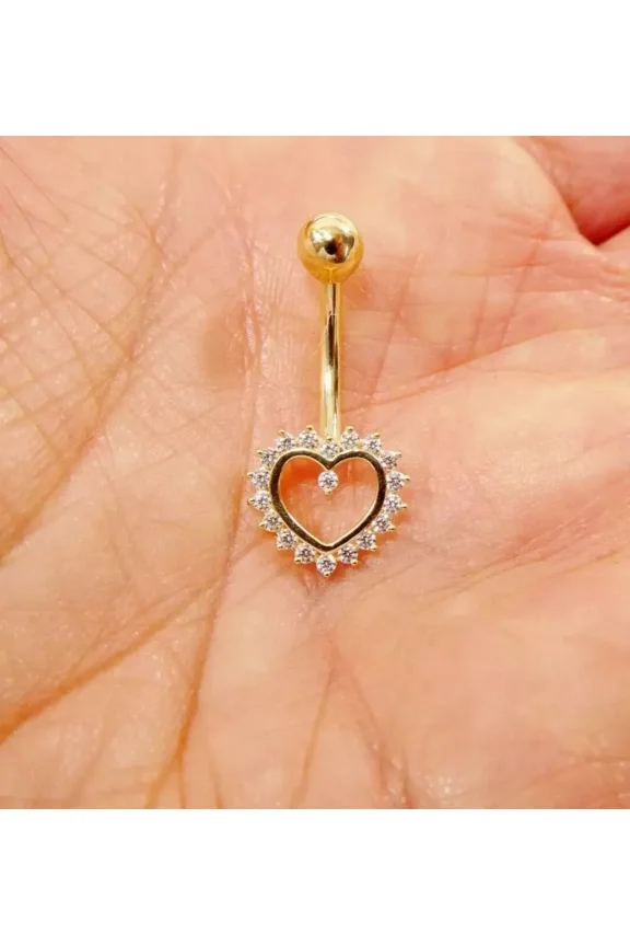 1Ct Round Cut Lab-Created Diamond Belly Button Navel Ring 14K Yellow Gold Plated