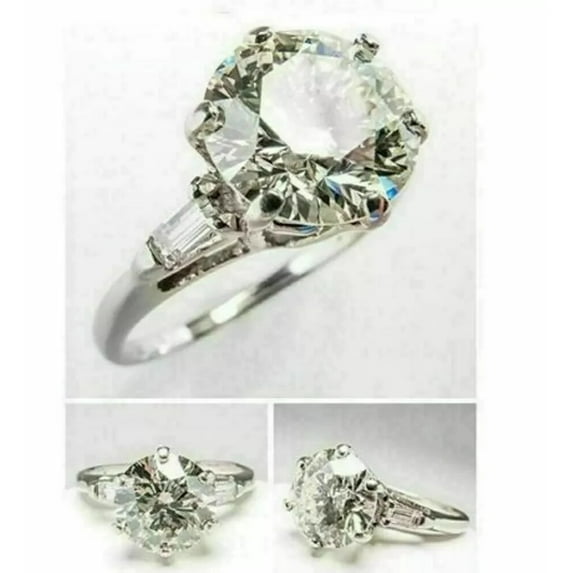 2Ct Round Cut Lab Created Diamond Solitare Engagement Ring 14K White Gold Plated Silver