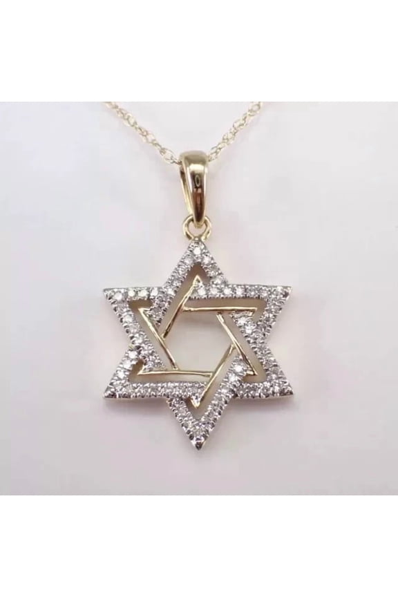 1Ct Round Cut Lab Created Diamond Star of David Pendant 14k Yellow Gold Plated Silver