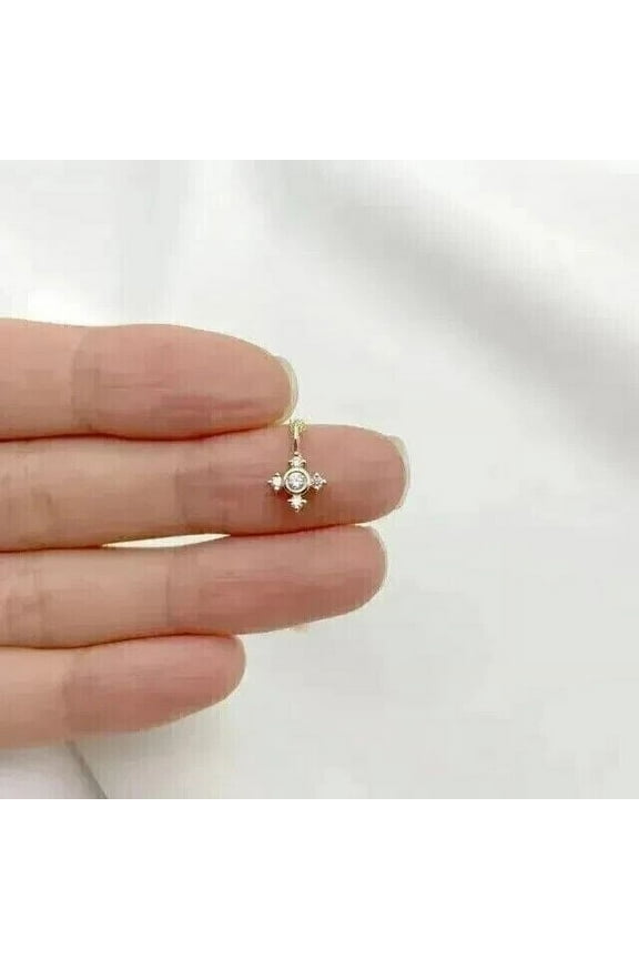 1Ct Round Cut Lab Created Diamond Tiny Cross Pendant 14k Yellow Gold-Plated Silver