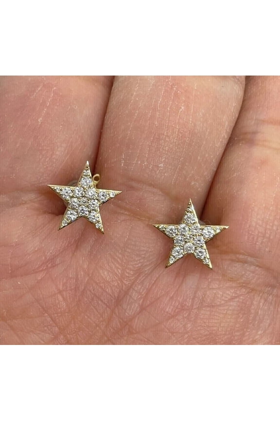 1Ct Round Cut Lab-Created Diamond Women Star Stud Earring 14k Yellow Gold Plated