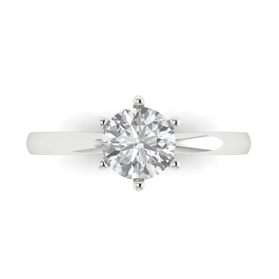 Solitaire Engagement Ring for Women - 1ct Moissanite in 14K White Gold Promise Ring