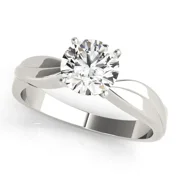 SV Enterprises Round White Moissanite Engagement Rings 1 ct. t.w. 925 Sterling, White Gold-Plated