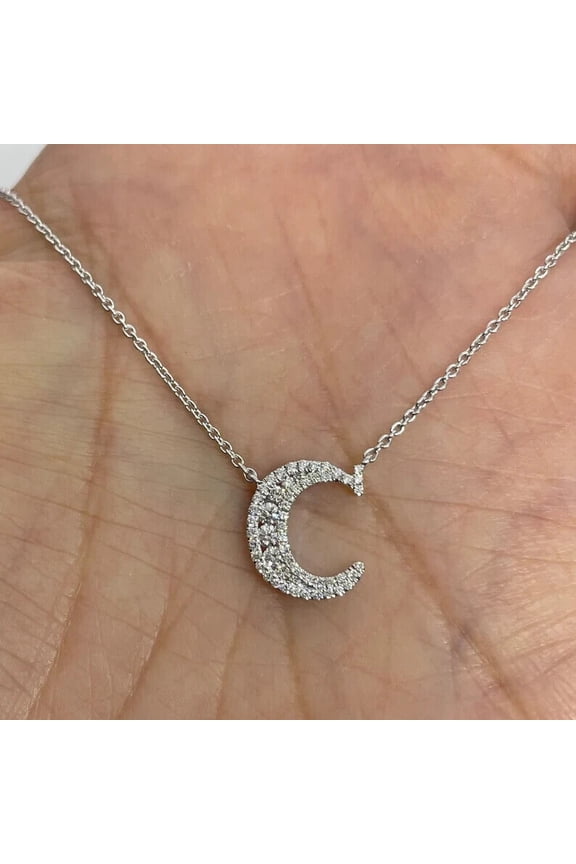 1Ct Round Cut Simulated Diamond Custom Letter Pendant 14K White Gold Plated Silver
