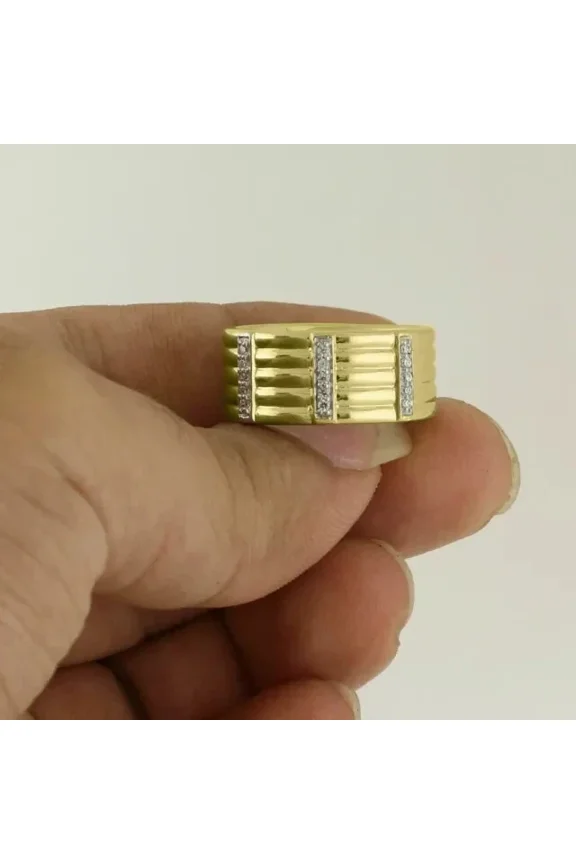 1Ct Round Cut Simulated Diamond Men's Anniversary Band Ring 14K Yellow Gold Plated 925 Sterling Silver