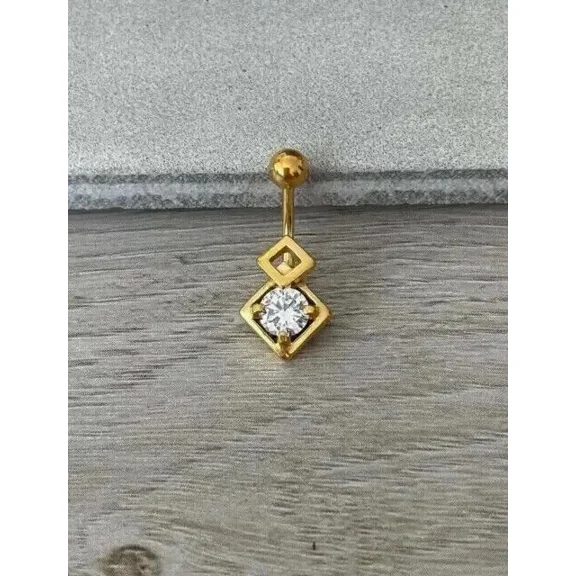 1Ct Round Cut Simulated Diamond Women's Wedding Belly Botton Pretty Gift 14K Yellow Gold Plated 925 Silver